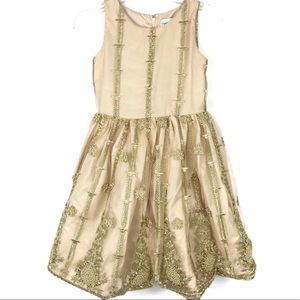 Gold Embroidered Beaded Sequined Sleeveless Special Occasion Girls Dress 6